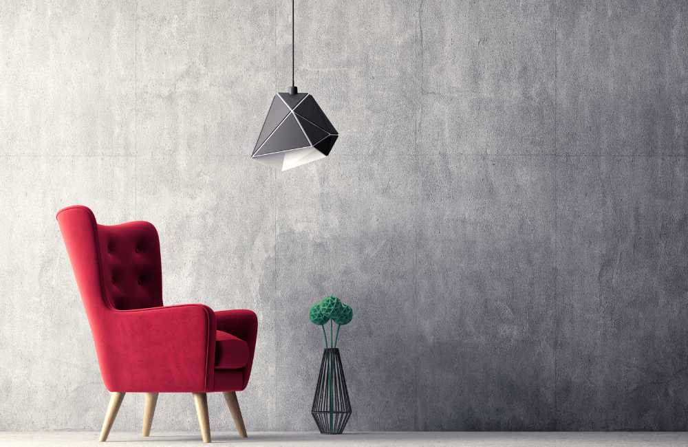 Nowoczesna lampa w nowoczesnym, minimalistycznym wnętrzu